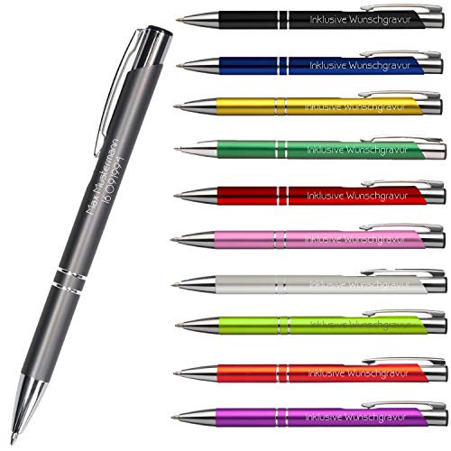 Uakeii Premium Qualität - Personalisierter Kugelschreiber mit Gravur | Stift mit Name Einzeilig oder Zweizeilig Tolles Oster Geschenk (Grau) von Uakeii