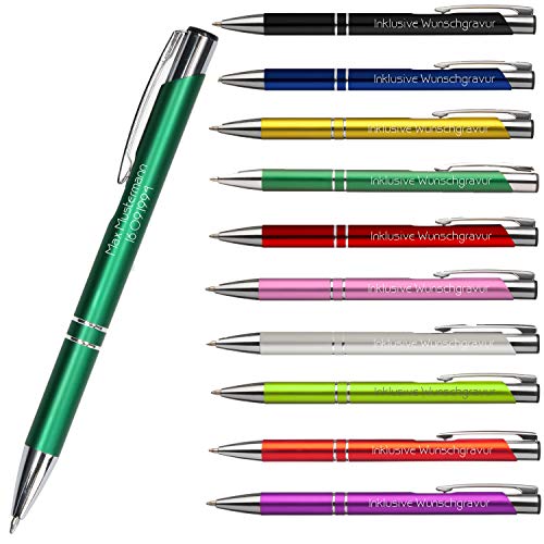 Uakeii Premium Qualität - Personalisierter Kugelschreiber mit Gravur | Stift mit Name Einzeilig oder Zweizeilig Tolles Oster Geschenk (Grün) von Uakeii