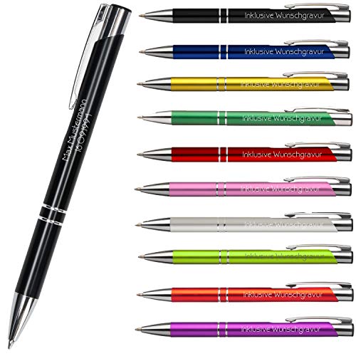Uakeii Premium Qualität - Personalisierter Kugelschreiber mit Gravur | Stift mit Name Einzeilig oder Zweizeilig Tolles Oster Geschenk (Schwarz) von Uakeii