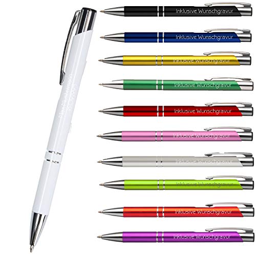 Uakeii Premium Qualität - Personalisierter Kugelschreiber mit Gravur | Stift mit Name Einzeilig oder Zweizeilig Tolles Oster Geschenk (Weiss) von Uakeii