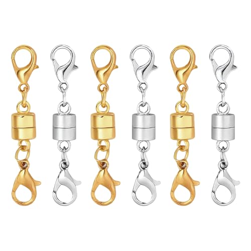6 Stück magnetischer Halskettenverschluss und Verschlüsse mit doppeltem Karabinerverschluss, 14 Karat Gold und Silber, Halskettenverlängerung für Damen, Schmuck, Magnetverschlüsse für Halsketten 6 Stück magnetischer Halskettenverschluss und Verschlüsse mit doppeltem Karabinerverschluss, 14 Karat Gold und Silber, Halskettenverlängerung für Damen, Schmuck, Magnetverschlüsse für Halsketten von Uausyaly