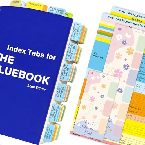 Registerkarten für das Bluebook 22. Edition, komplettes Buchreiter-Set (Buch nicht im Lieferumfang enthalten), 90 farbcodierte Tabs für jeden Abschnitt, laminiert, wasserdicht und neu positionierbar von Ubenic