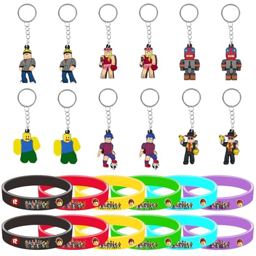 Ubephant Party Mitgebsel Kindergeburtstag，Geburtstag Mitgebsel Kinder，Kindergeburtstag Mitgebsel Set mit 12 Schlüsselanhänger Silikon Armbänder Geburtstag Dekoration Set von Ubephant