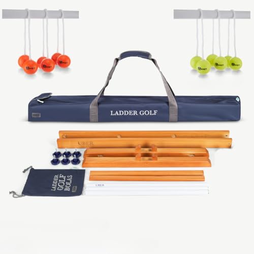Uber Games Original 2024 Leitergolf Spiel - Top Qualität Leiterspiel Wurfspiel - Leitergolf mit offizielle Golf Bolas (Gelb und Orange) - in Luxus Trage Tasche - Komplett Outdoor und Indoorspiel von Uber Games