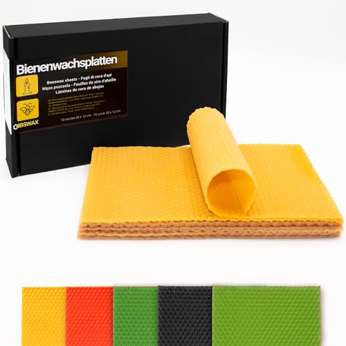 Ubswax Bienenwachs Kerzen Bastelset – 10 Bienenwachsplatten 20x12 cm – Natürliches Kerzen Selber Machen Set Kinder – Umweltfreundliche Beeswax Candles DIY für Zuhause & Schule (Orange) von Ubswax