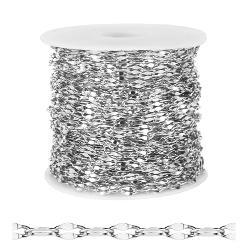 Edelstahl-Lippenkette für Schmuckherstellung, 2 mm, silberfarbene glitzernde Gliederketten, Rolle für Bastelarbeiten, Schmuckherstellung Edelstahl-Lippenkette für Schmuckherstellung, 2 mm, silberfarbene glitzernde Gliederketten, Rolle für Bastelarbeiten, Schmuckherstellung von Ucevi