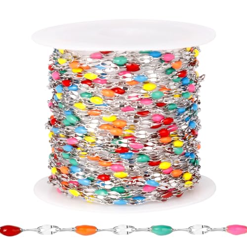 Emaille-Ketten für Schmuckherstellung, 2 mm, Edelstahl, Emaille, Lippenkette, Bulk für Halskette, Armband, 4,5 m von Ucevi