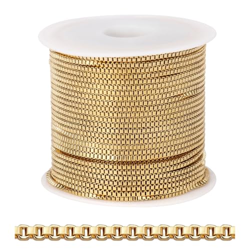 Goldkette für Schmuckherstellung, 1 mm, vergoldet, PVD-beschichtet, Edelstahl, quadratisch, für Bastelarbeiten, Schmuckherstellung, 90 cm Goldkette für Schmuckherstellung, 1 mm, vergoldet, PVD-beschichtet, Edelstahl, quadratisch, für Bastelarbeiten, Schmuckherstellung, 90 cm von Ucevi