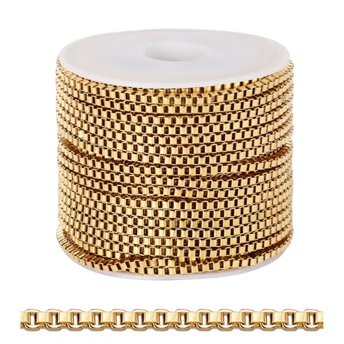 Goldkette für Schmuckherstellung, 2 mm, vergoldet, PVD-beschichtet, Edelstahl, quadratisch, für Bastelarbeiten, Schmuckherstellung, 90 cm Goldkette für Schmuckherstellung, 2 mm, vergoldet, PVD-beschichtet, Edelstahl, quadratisch, für Bastelarbeiten, Schmuckherstellung, 90 cm von Ucevi