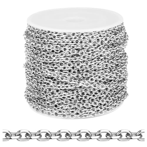 Ovale Rolokabelkette aus Edelstahl, diamantgeschliffen, Rolle für Schmuckherstellung (3,0 mm Edelstahl) von Ucevi
