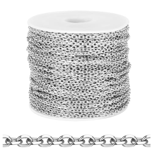 Rolo-Kabel-Gliederketten, oval, Diamantschliff, für Schmuckherstellung (2,0 mm Edelstahl) von Ucevi