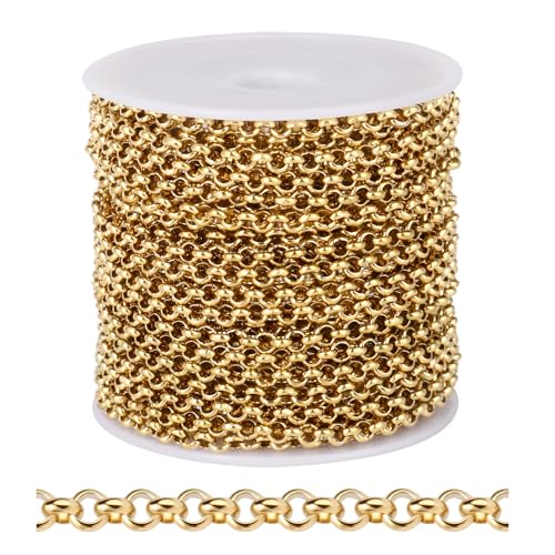 Rolo-O-Kette für Schmuckherstellung, 3,5 mm, vergoldet, PVD-plattiert, Edelstahl, Gliederkette, Rolle für Bastelarbeiten, Schmuckherstellung, 90 cm Rolo-O-Kette für Schmuckherstellung, 3,5 mm, vergoldet, PVD-plattiert, Edelstahl, Gliederkette, Rolle für Bastelarbeiten, Schmuckherstellung, 90 cm von Ucevi