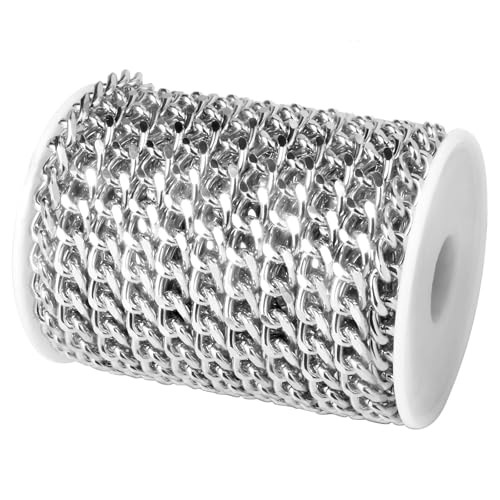 Silberkette für Schmuckherstellung, 8,3 mm breit, silberfarbene Aluminium-Panzerkette, Rolle für DIY-Schmuckherstellung, 10 m Silberkette für Schmuckherstellung, 8,3 mm breit, silberfarbene Aluminium-Panzerkette, Rolle für DIY-Schmuckherstellung, 10 m von Ucevi