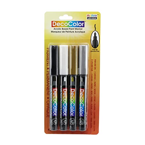 DecoColor Fine Tip Paint Marker Set 4/Pkg-Black, White, Gold And Silver DecoColor Fine Tip Paint Marker Set 4/Pkg-Black, White, Gold And Silver von Uchida