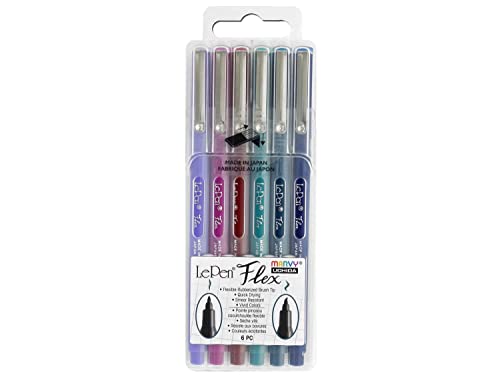 UCHIDA LePen Porous Point Stift, Magenta, Amethyst, Marineblau, Burgunderrot, Blaugrün, 6 Stück pro Set von Uchida