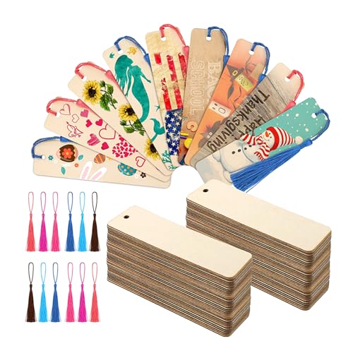 Blanko-Lesezeichen aus Holz mit Quasten, quadratisch, für Hochzeit, Geburtstag, Party, Dekoration, 20 Stück Blanko-Lesezeichen aus Holz mit Quasten, quadratisch, für Hochzeit, Geburtstag, Party, Dekoration, 20 Stück von Uclac