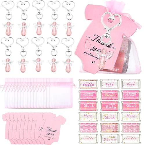 Uclac 24 Sets Babyparty-Geschenke für Gäste, Engel-Kristall-Schlüsselanhänger, Dankeskarten mit Organza-Beuteln, Süßigkeiten-Aufkleber für Babyparty, Spielpreise, Souvenirs Uclac 24 Sets Babyparty-Geschenke für Gäste, Engel-Kristall-Schlüsselanhänger, Dankeskarten mit Organza-Beuteln, Süßigkeiten-Aufkleber für Babyparty, Spielpreise, Souvenirs von Uclac
