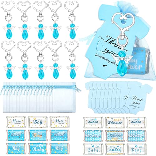 Uclac 24 Sets Babyparty-Geschenke für Gäste, Engel-Kristall-Schlüsselanhänger, Dankeskarten mit Organza-Beuteln, Süßigkeiten-Aufkleber für Babyparty, Spielpreise, Souvenirs Uclac 24 Sets Babyparty-Geschenke für Gäste, Engel-Kristall-Schlüsselanhänger, Dankeskarten mit Organza-Beuteln, Süßigkeiten-Aufkleber für Babyparty, Spielpreise, Souvenirs von Uclac