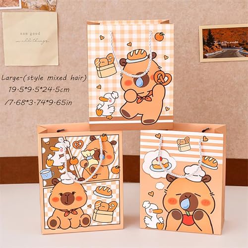 Uclac Cartoon-Geschenktüten mit niedlichem Capybara-Druck, handgehaltene Papiertüten, rechteckig, Geschenk, Süßigkeiten, Snacks, Verpackungstasche, Party, Geburtstag, Zubehör Uclac Cartoon-Geschenktüten mit niedlichem Capybara-Druck, handgehaltene Papiertüten, rechteckig, Geschenk, Süßigkeiten, Snacks, Verpackungstasche, Party, Geburtstag, Zubehör von Uclac