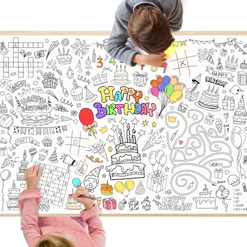 Ucouper Ausmaltischdecke Kinder Geburtstag 70 x 100 cm Tischdecke zum Ausmalen für Kindergeburtstag Mitgebsel Geschenk von Ucouper