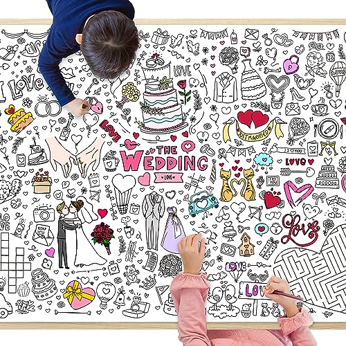 Ucouper Ausmaltischdecke Kinder Hochzeit Beschäftigung 70 X 100 cm Tischdecke zum Ausmalen Kinderbeschäftigung Hochzeitsspiele für Gäste Mitgebsel Geschenk Malbuch von Ucouper