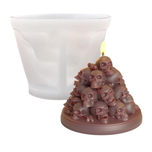 1 x Halloween-Kerzen-Silikonform, 3D-Totenkopf-Stumpenkerzenform für selbstgemachte Geister, Epoxidharz, Halloween-Party, Heimdekoration 1 x Halloween-Kerzen-Silikonform, 3D-Totenkopf-Stumpenkerzenform für selbstgemachte Geister, Epoxidharz, Halloween-Party, Heimdekoration von Ucuse
