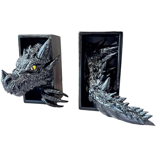 2 x Drachen-Buchstützen, 3D-Design, springt aus dem Regal, Verwendung zwischen Büchern oder an einem Ende eines Bücherregals oder Buchecken, Fantasy-Drachen-Dekor, Gothic, Mittelalter-Regale 2 x Drachen-Buchstützen, 3D-Design, springt aus dem Regal, Verwendung zwischen Büchern oder an einem Ende eines Bücherregals oder Buchecken, Fantasy-Drachen-Dekor, Gothic, Mittelalter-Regale von Ucuse