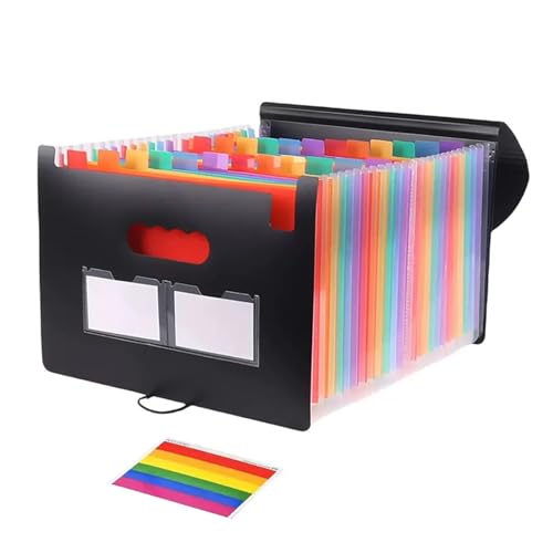 Akkordeon-Aktenordner mit 25 Fächern, Fächer, A4-Größe, erweiterbarer Aktenordner mit leeren Etiketten, Schreibtisch-Akkordeon-Ordner, Brief-A4-Papier-Dokumenten-Organizer von Ucuse