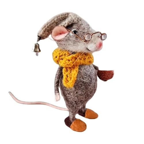 Niedliche Nadelfilzmaus, Weihnachtsmaus, Wollfilzmaus, niedliche Filzmäuse, Figur für Halloween, Weihnachtsdekoration, Nadelfilz, Weihnachtspuppendekorationen von Ucuse