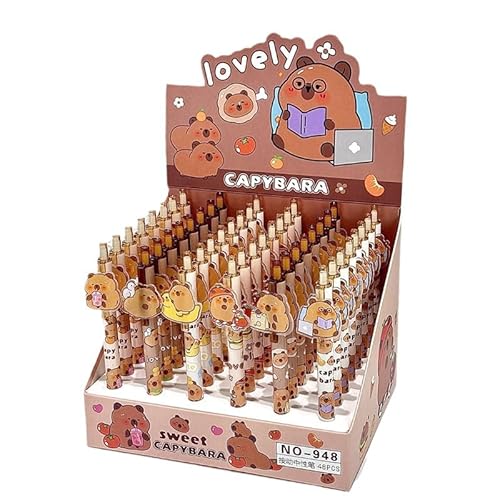 Ucuse Capybara-Stifte, 0,5 mm, schwarze Geltinte, feiner Kugelschreiber, niedlicher Capybara-Druckbleistift, perfekt für Büro, Schule, Frauen, Mädchen, Jungen, 6 Stück von Ucuse