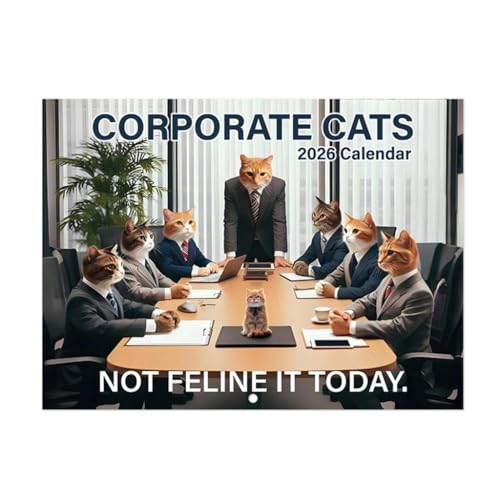Wandkalender 2026 - Katzen Kalender 2026 Wand, Jan.2026 - Dez.2026, 42.0 cm x 28.5 cm (geöffnet), 12 Monats-Wandkalender Geschenk - Loch zum Aufhängen, Neujahrsgeschenke für Katzenliebhaber von Ucuse