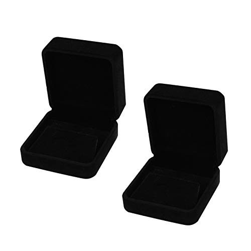 HUIMALL 2 Stück Ohrring-Geschenk-Boxen, Samt-Ohrring-Box, Einzeln mit Deckel, Ohrring-Schatulle, Schmuckschatulle, schwarze Ohrring-Boxen für Ohrringe, Schmuck, Verlobung, Geburtstag, Geschenke von Udewo