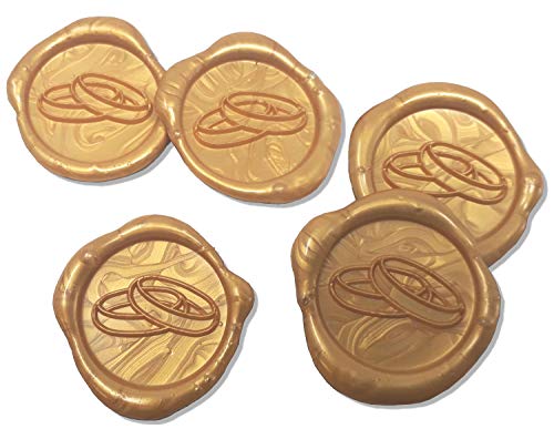 25 Stück fertige Siegelaufkleber Eheringe gold Ø 35 mm Siegelsticker Hochzeit von Udig.de
