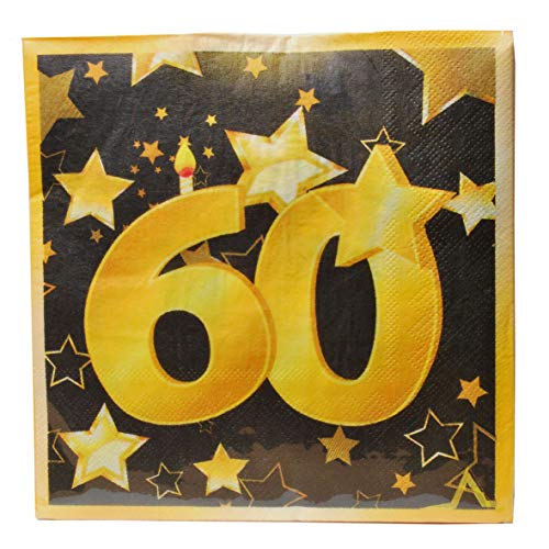 Udo Schmidt GmbH & Co. KG 20 St. Geburtstag Papier Serviette 60 Jahre Gold/schwarz Party Deko Udo Schmidt GmbH & Co. KG 20 St. Geburtstag Papier Serviette 60 Jahre Gold/schwarz Party Deko von Udo Schmidt GmbH & Co. KG