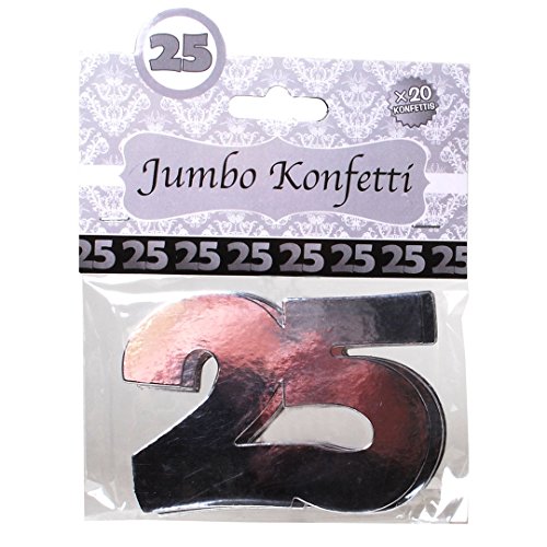 Jumbo-Konfetti "25", 20-tlg., silber Pappe, 7,5 x 10 cm von Udo Schmidt GmbH & Co