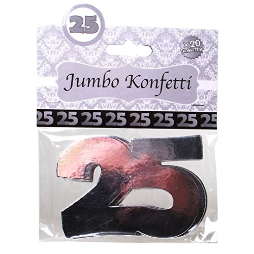 Jumbo-Konfetti "25", 20-tlg., silber Pappe, 7,5 x 10 cm Jumbo-Konfetti "25", 20-tlg., silber Pappe, 7,5 x 10 cm von Udo Schmidt GmbH & Co