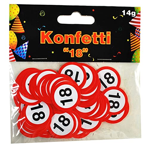 Konfetti 18 Geburtstag in Straßenschild-Optik, aus Papier rot-weiß, etwa 100 Stück, Tischkonfetti Konfetti 18 Geburtstag in Straßenschild-Optik, aus Papier rot-weiß, etwa 100 Stück, Tischkonfetti von udo schmidt