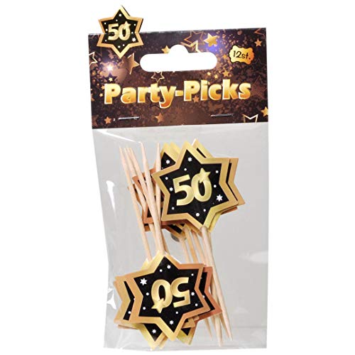 UDO Schmidt GmbH Party Picks Mini Stecker 50" Geburtstag Schwarz Gold, 12 Stück, Partydeko Geburtstags-Deko Buffet Dekoration UDO Schmidt GmbH Party Picks Mini Stecker 50" Geburtstag Schwarz Gold, 12 Stück, Partydeko Geburtstags-Deko Buffet Dekoration von Udo Schmidt GmbH & Co