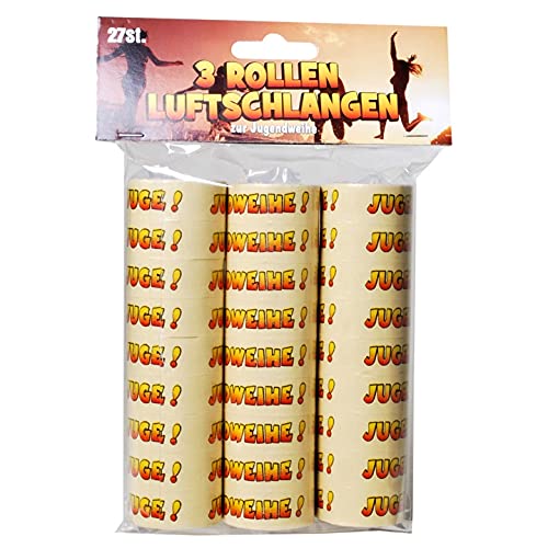 Udo Schmidt GmbH & Co Luftschlangen, 3 Rollen a 9 Röllchen ca. 1,4 cm x 3,9 Meter, Papier - Jugendweihe Champagner - Kindergarten-Party-Artikel - Party Decoration - Teen - Kinderspielzeug von Udo Schmidt GmbH & Co