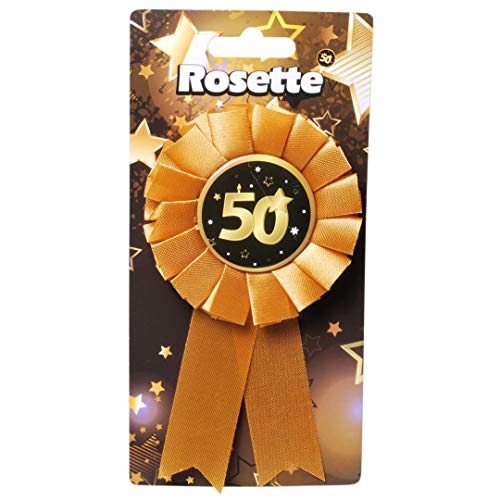 Udo Schmidt GmbH & Co Rosette 50" Schwarz Gold zum 50.Geburtstag Geburtstags Rosette zum Anstecken Geburtstags Deko von Udo Schmidt GmbH & Co