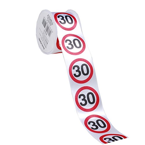 Udo Schmidt GmbH & Co Satin-Geschenkband 30. Geburtstag Weiss-rot-schwarz 300x4cm von Mcties