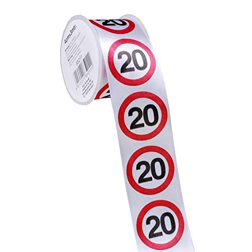 Geschenkband "Verkehrsschild" zum 20. Geburtstag, auf Rolle, Satin, 3 m x 4 cm Geschenkband "Verkehrsschild" zum 20. Geburtstag, auf Rolle, Satin, 3 m x 4 cm von Udo Schmidt GmbH