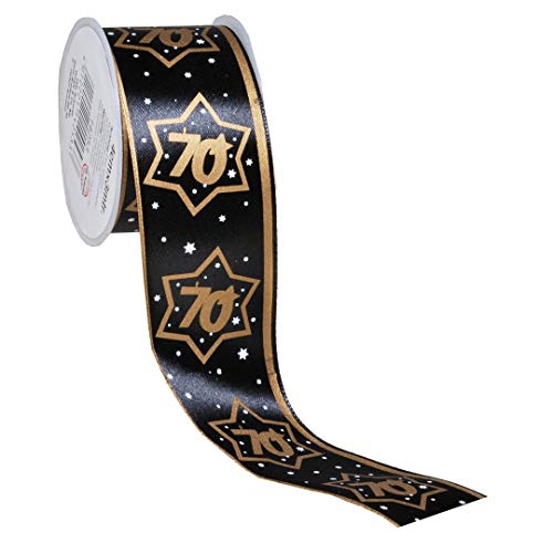 Udo Schmidt GmbH Geschenkband 70" Schwarz/Gold aus Satin Schleifenband Satinband Geschenk Band Dekoband von Udo Schmidt GmbH