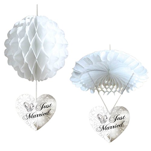 2er SET Hänge-Deko (Ballon und Fallschirm) "Just Married", Papier von Udo Schmidt