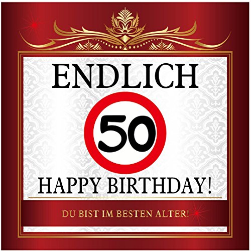 Aufkleber zum Geburtstag mit Text und Zahl - Endlich 50 von Udo Schmidt