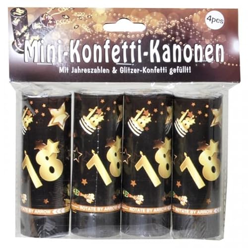 Mini-Konfetti-Kanonen "18", schwarz/gold, 4-tlg. Mini-Konfetti-Kanonen "18", schwarz/gold, 4-tlg. von udo schmidt gmbh