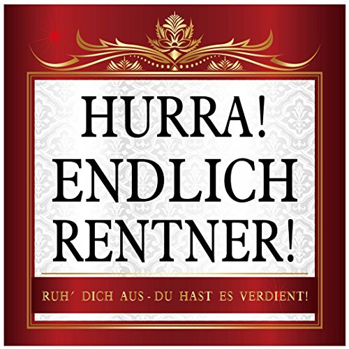 Udo Schmidt Aufkleber Hurra! Endlich Rentner Sticker 10 x 10 cm Rente Feier von Cherioll