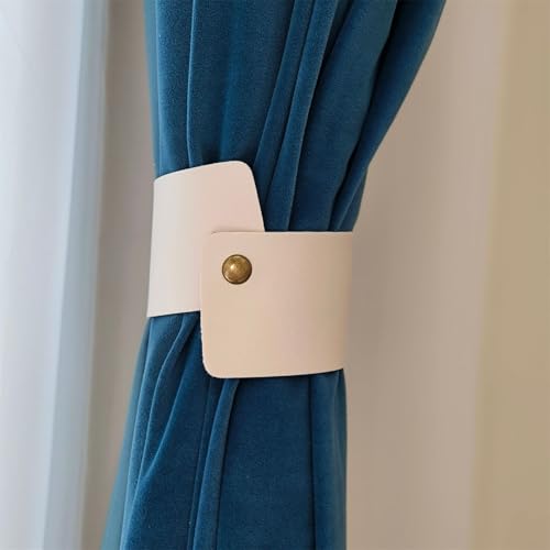 2 Stück Leder Vorhang Raffhalter Vorhang Schnalle Vintage Vorhang Raffhalter Leder Gardinenstange Halter für Zuhause Wohnzimmer Schlafzimmer (Beige) von Ueiwffzo