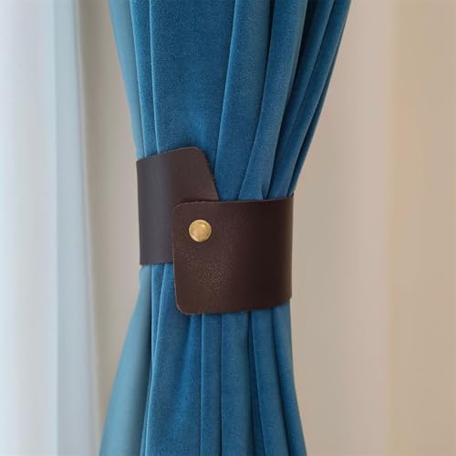 2 Stück Leder Vorhang Raffhalter Vorhang Schnalle Vintage Vorhang Raffhalter Leder Gardinenstange Halter für Zuhause Wohnzimmer Schlafzimmer (Dunkelbraun) von Ueiwffzo