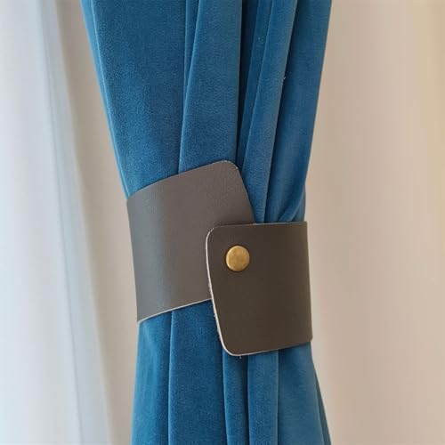 2 Stück Leder Vorhang Raffhalter Vorhang Schnalle Vintage Vorhang Raffhalter Leder Gardinenstange Halter für Zuhause Wohnzimmer Schlafzimmer (Grau) von Ueiwffzo